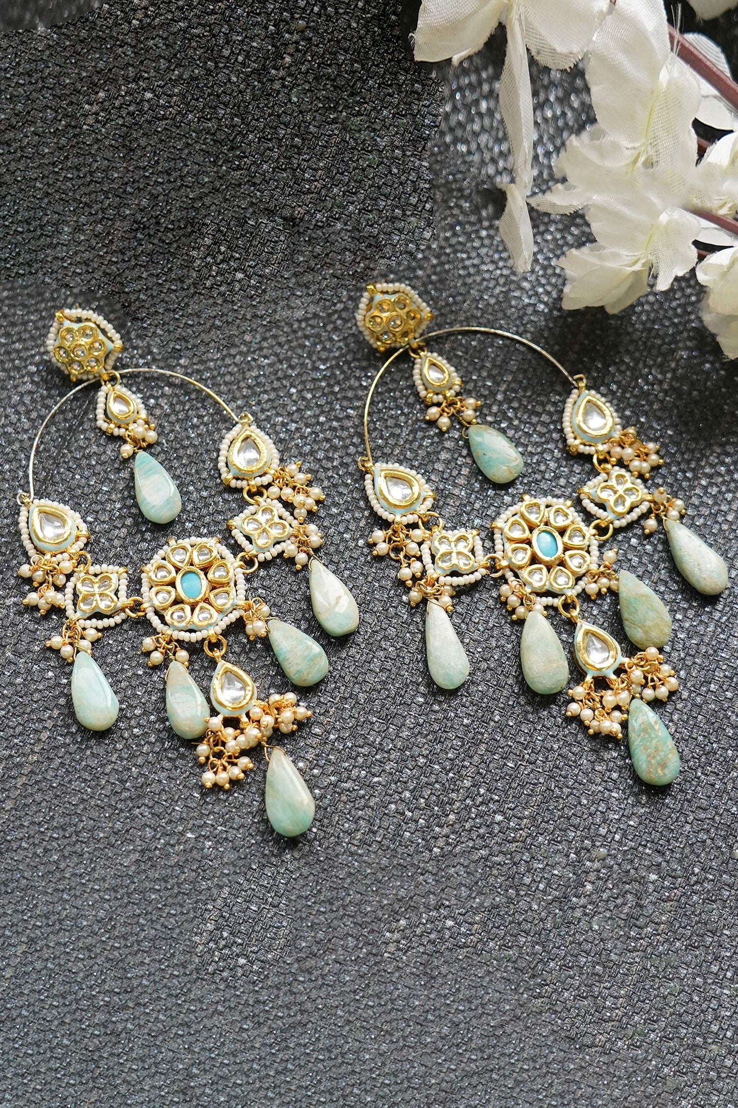 Kundan Polki Drop Earrings 