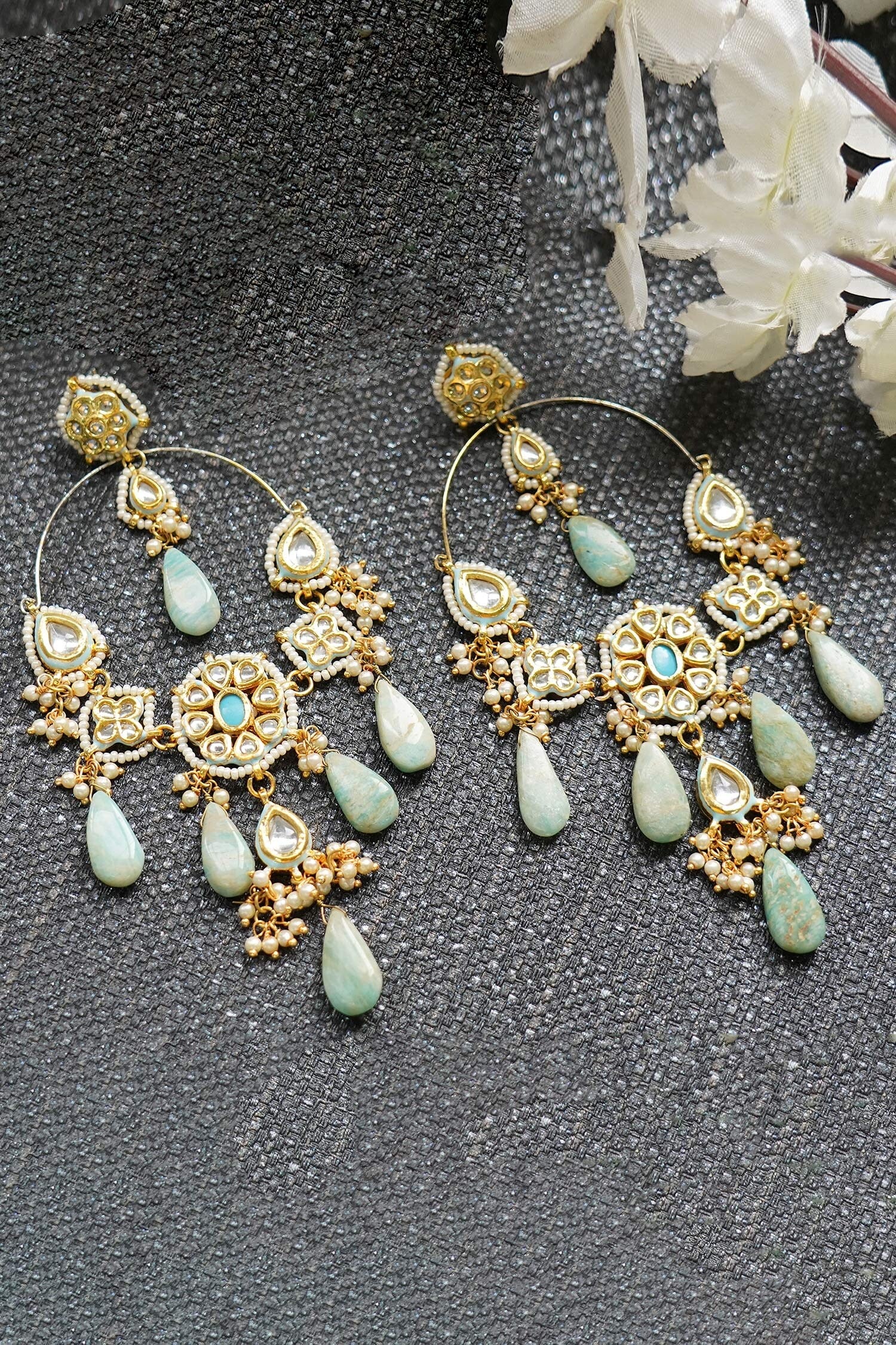 Kundan Polki Drop Earrings 