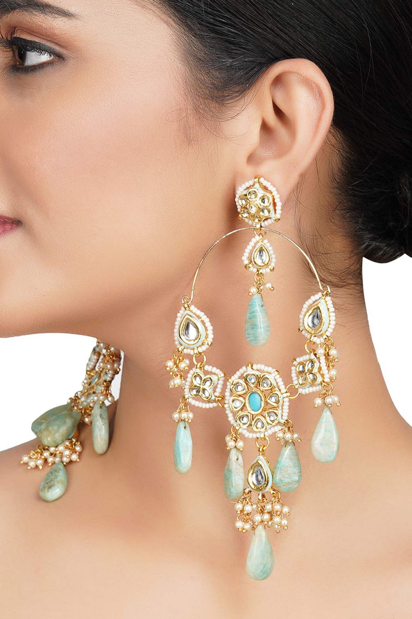 Kundan Polki Drop Earrings 