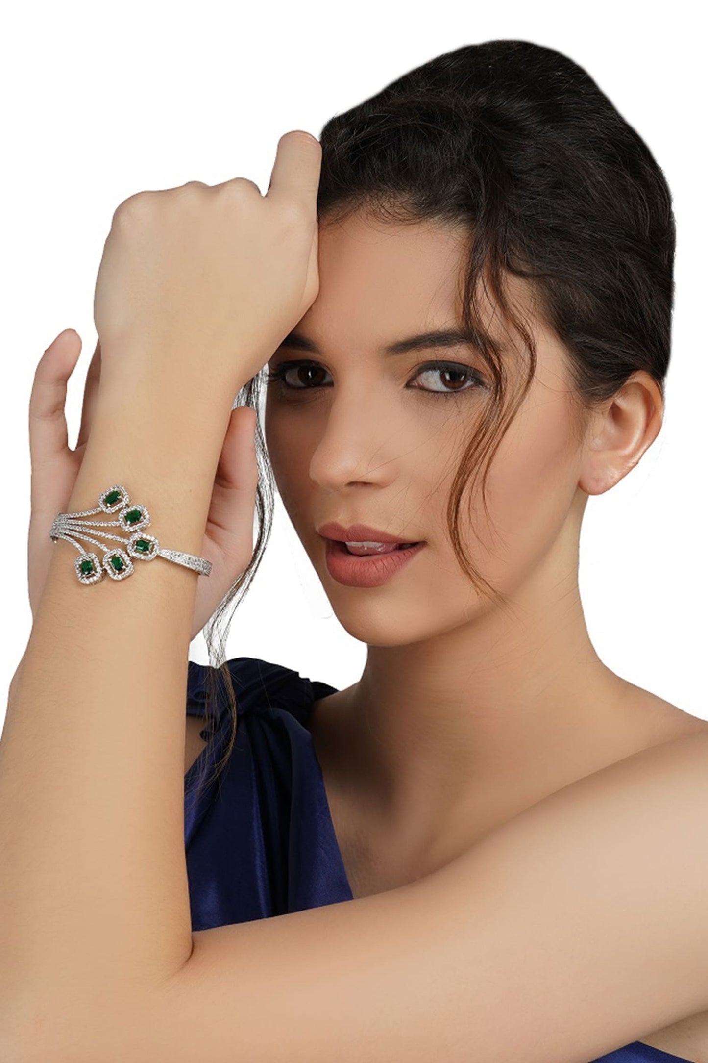 Rhodium Finish Studded Bracelet 