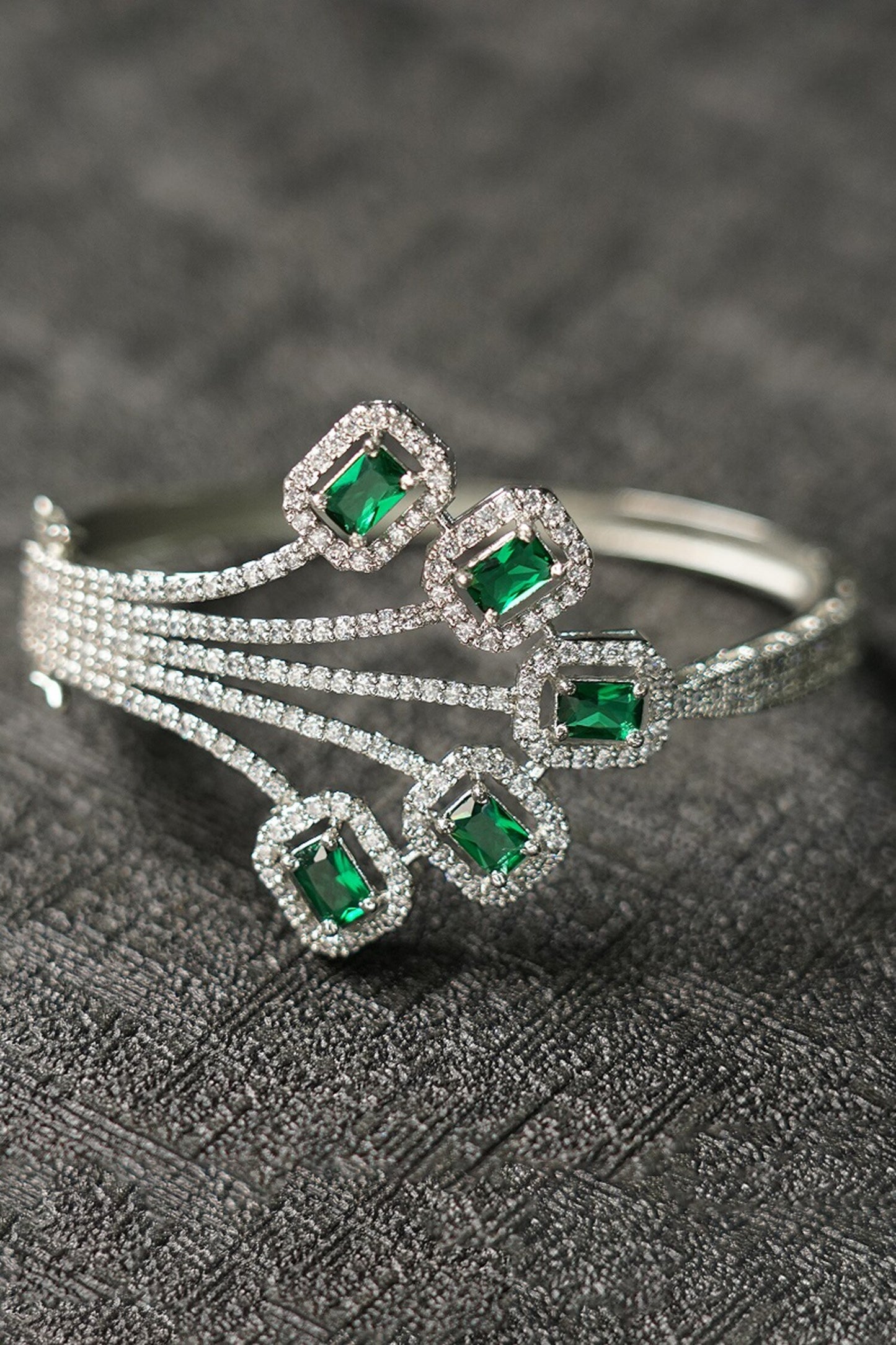 Rhodium Finish Studded Bracelet 