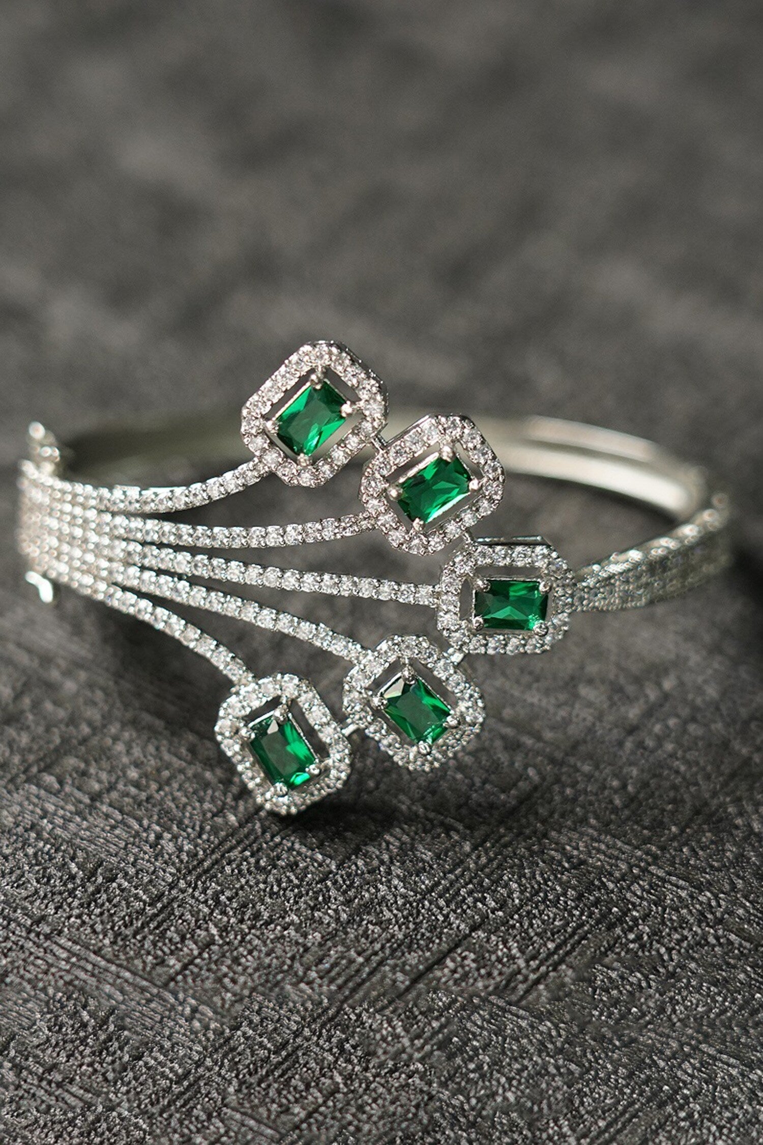 Rhodium Finish Studded Bracelet 