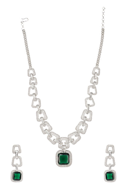 Stone Studded Chain Necklace Set 