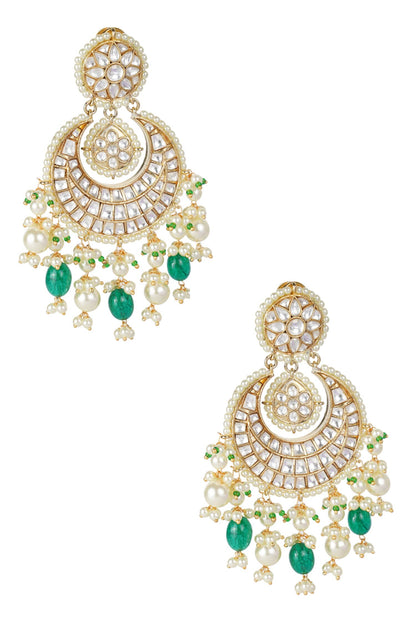 Floral Kundan Chandbalis 
