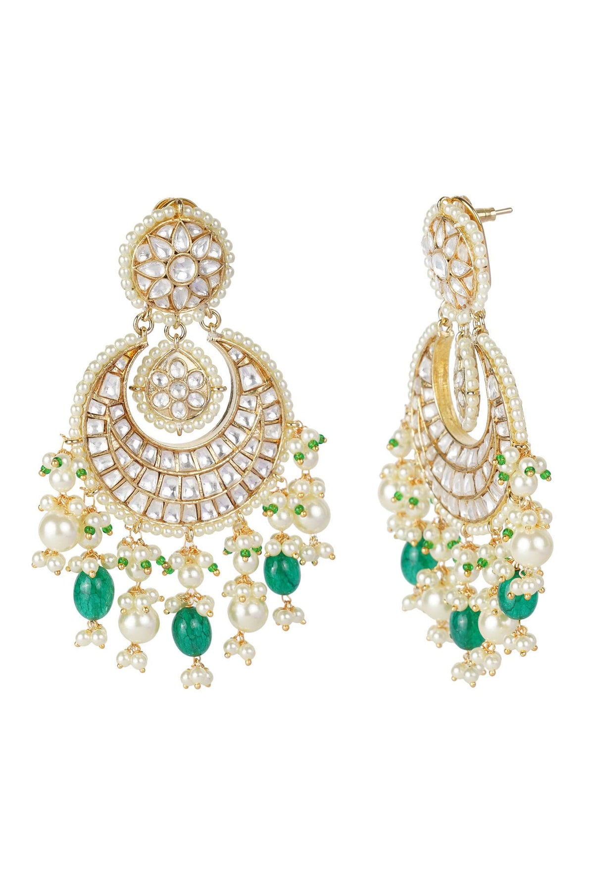 Floral Kundan Chandbalis 