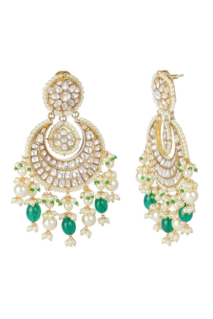 Floral Kundan Chandbalis 