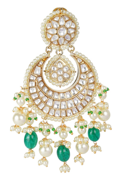 Floral Kundan Chandbalis 