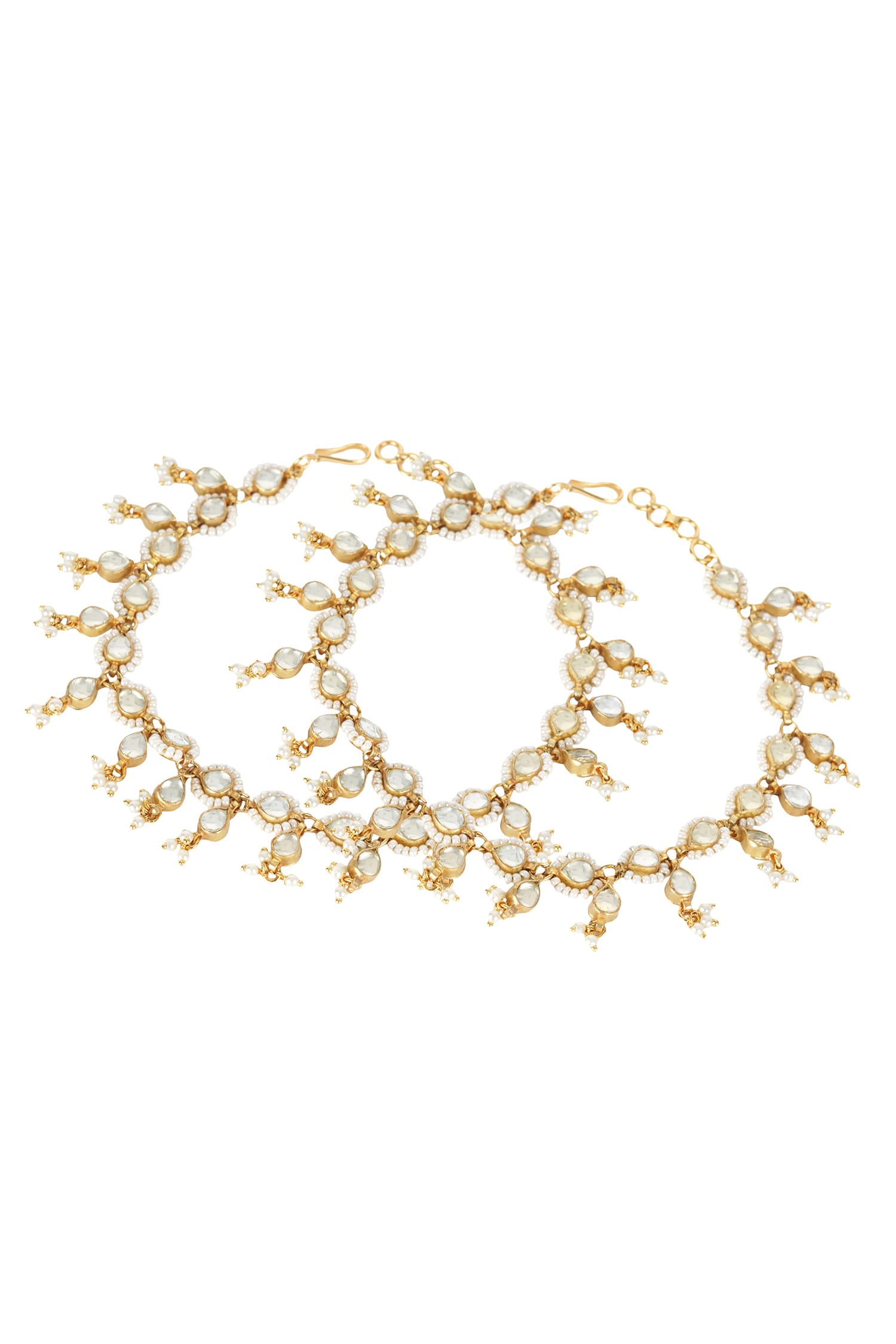 Kundan Teardrop Anklet - Single Pc 