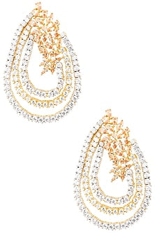 Gold Plated Pear Shaped American Diamonds Earrings