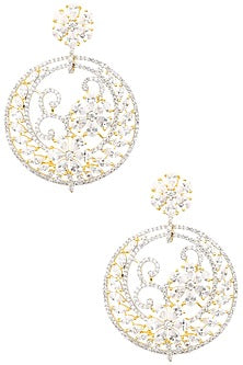 Gold Plated Flower Motifs and American Diamonds Earrings