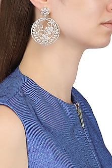 Gold Plated Flower Motifs and American Diamonds Earrings