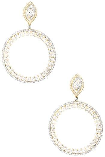 Gold Plated Round Drop American Diamonds Earrings