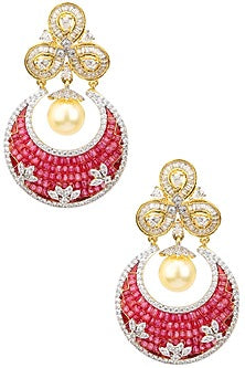 Gold Plated American Diamonds and Semi Precious Stones Earrings