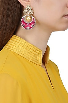 Gold Plated American Diamonds and Semi Precious Stones Earrings