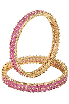 Gold Plated American Diamonds and Stones Bangle Set