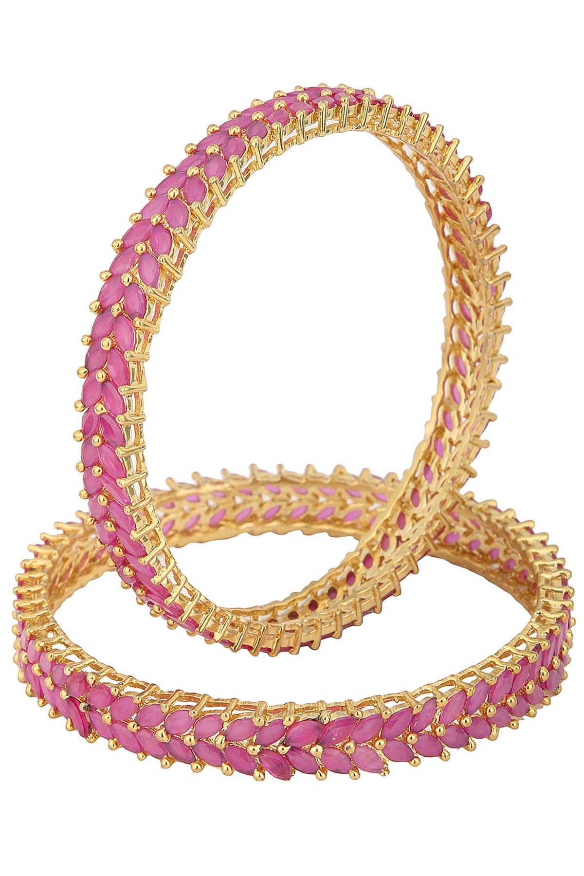 Gold Plated American Diamonds and Stones Bangle Set