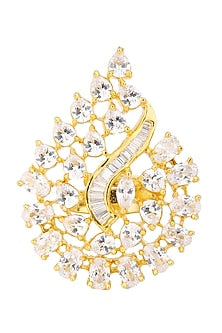 Gold Plated American Diamonds Pear Shaped Ring
