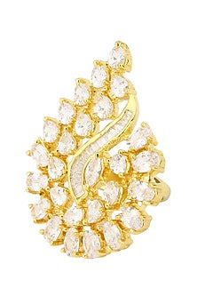 Gold Plated American Diamonds Pear Shaped Ring