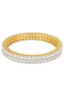 Gold Plated American Diamonds Single Line Bangle Set