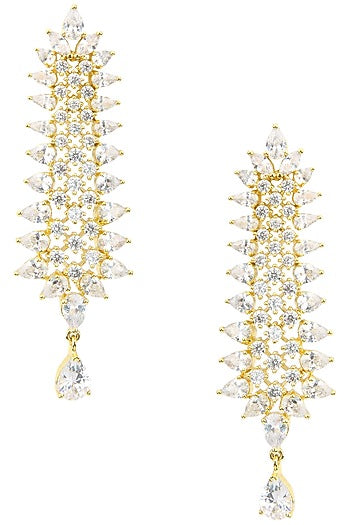 Gold Plated American Diamond Drop Earrings