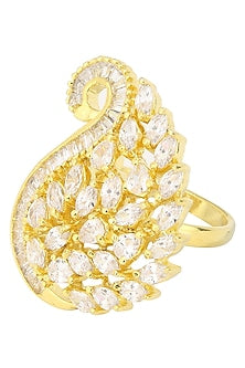 Gold Plated Paisley Shaped American Diamond Ring