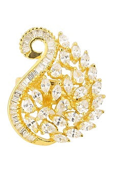 Gold Plated Paisley Shaped American Diamond Ring