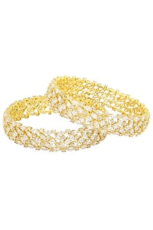 Set Of 2 Gold Plated American Diamond Bangles