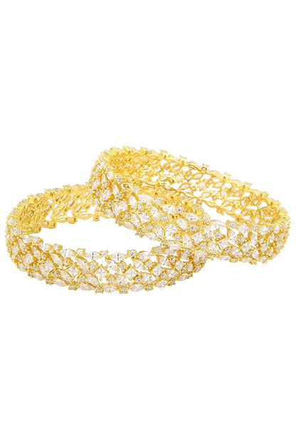 Set Of 2 Gold Plated American Diamond Bangles
