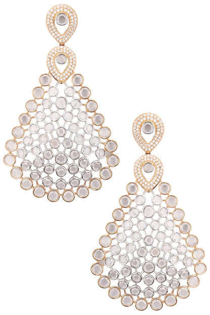 Rhodium Plated Oxidized American Diamond Earrings