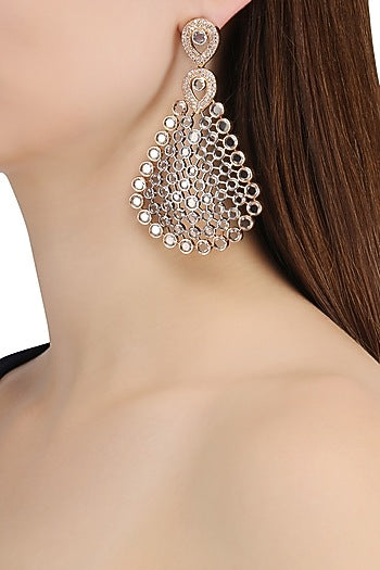 Rhodium Plated Oxidized American Diamond Earrings