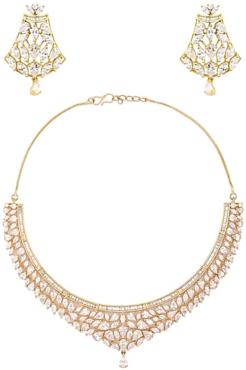 Rhodium Plated Oxidized American Diamond Necklace Set