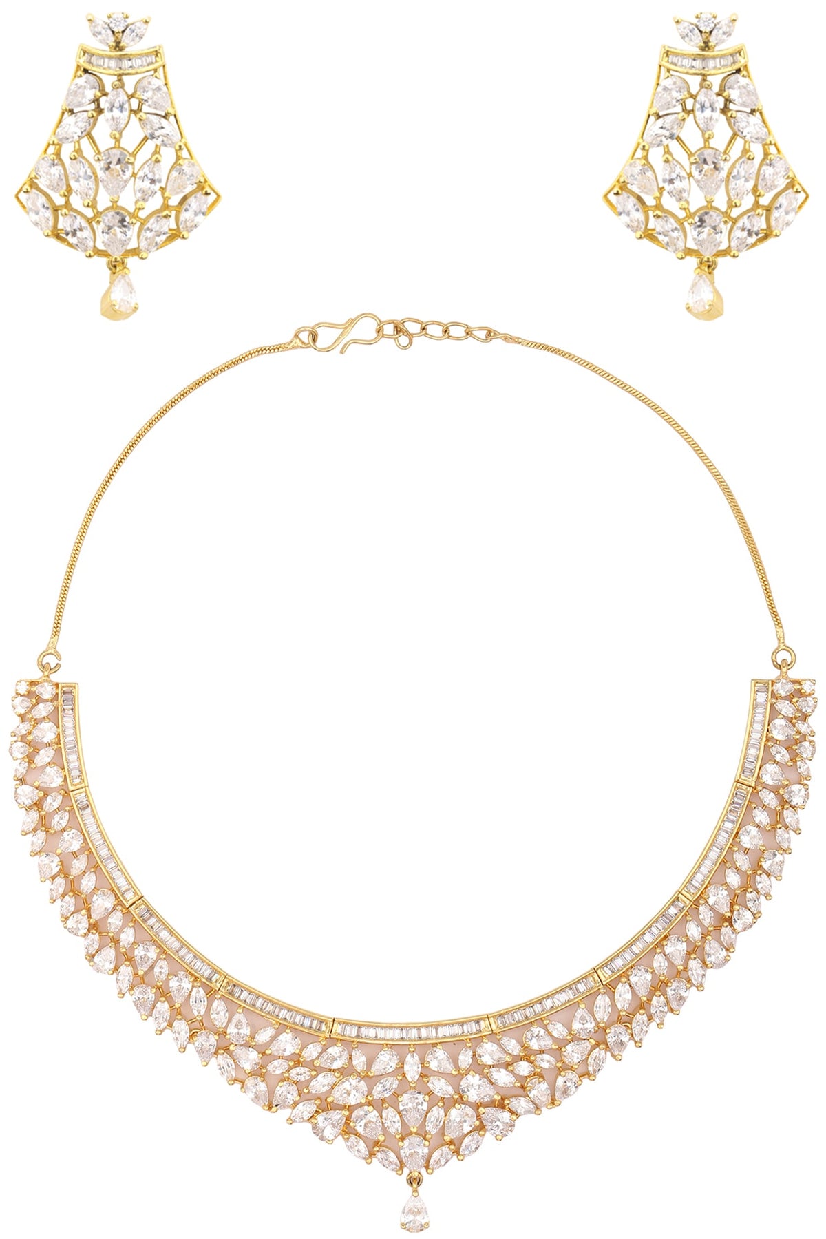 Rhodium Plated Oxidized American Diamond Necklace Set