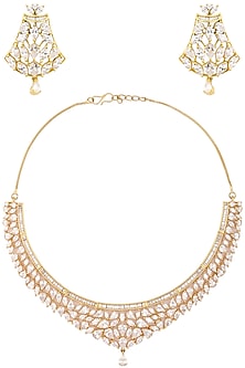 Rhodium Plated Oxidized American Diamond Necklace Set
