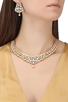 Rhodium Plated Oxidized American Diamond Necklace Set