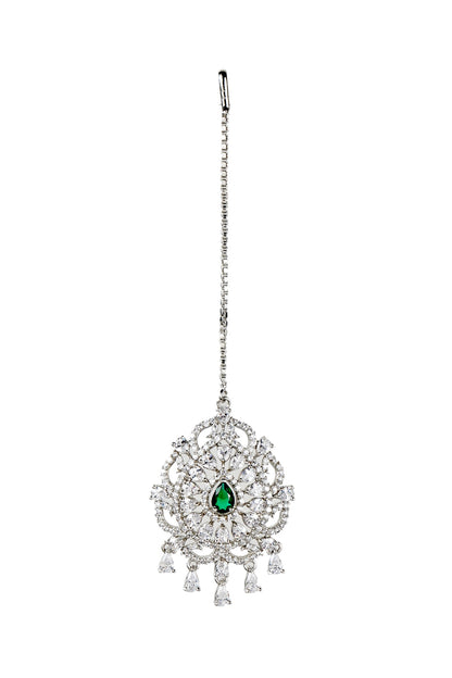 White Finish Diamante Maang Tikka