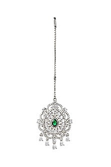 White Finish Diamante Maang Tikka