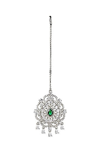 White Finish Diamante Maang Tikka