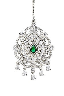 White Finish Diamante Maang Tikka