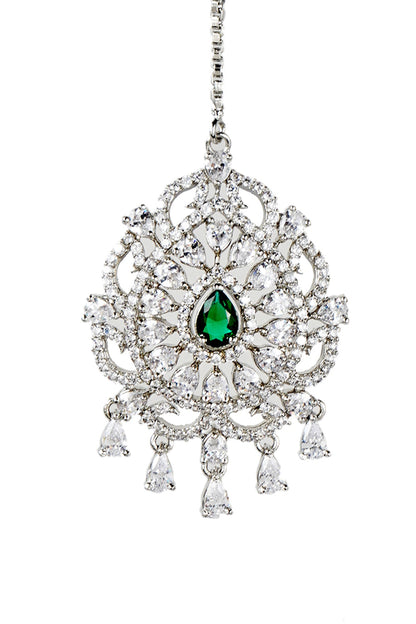 White Finish Diamante Maang Tikka