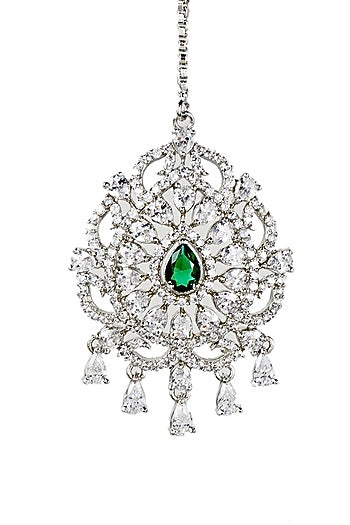 White Finish Diamante Maang Tikka