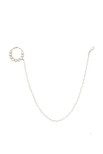 Gold Finish Kundan Nose Ring