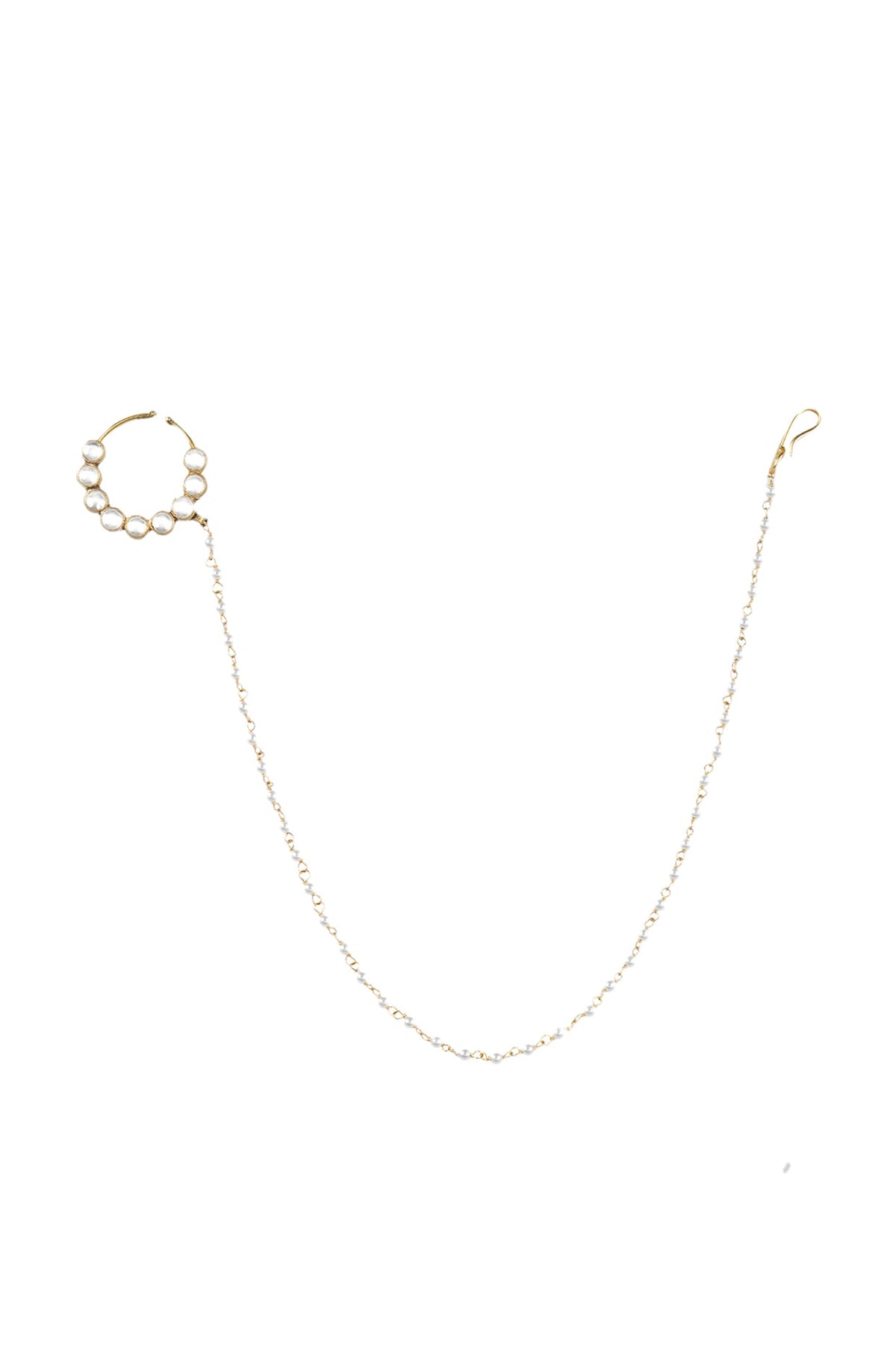 Gold Finish Kundan Nose Ring