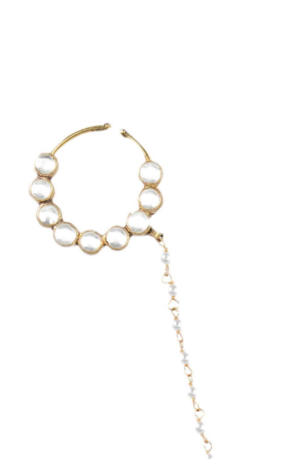 Gold Finish Kundan Nose Ring