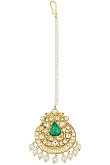 Kundan Green and Pearl Maangtika