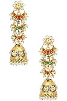 Kundan and Pearl Multicolour Jhumki Earring