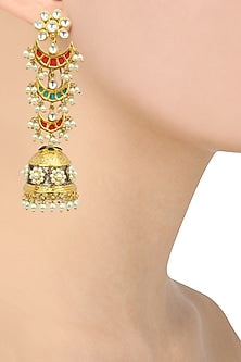 Kundan and Pearl Multicolour Jhumki Earring