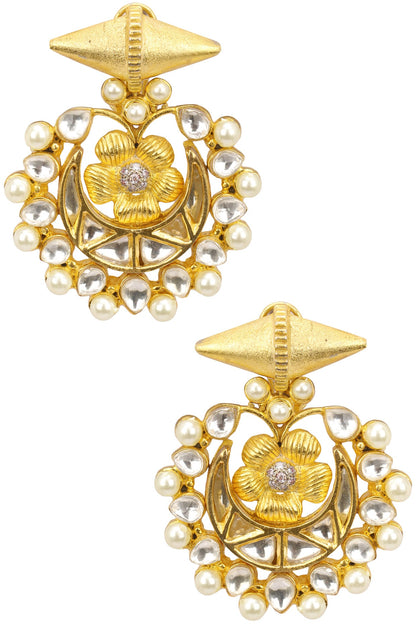 Kundan and Pearl Chaandbali Earring