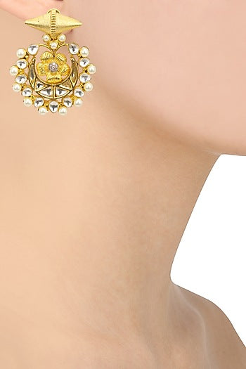 Kundan and Pearl Chaandbali Earring