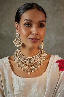 Gold Plated Kundan Polki Necklace Set
