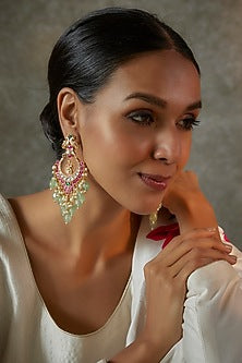 Gold Plated Kundan Polki Chandbali Earrings